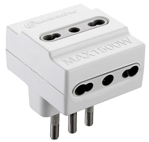 ADATTATORE TRIPLO USO 16A + T , 3 PRESE BIPASSO,CLASSE DI PROTEZIONE IP20