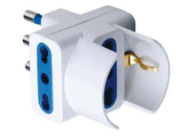 ADATTATORE TRIPLO USO 16A + T , 2 PRESE BIPASSO + 1 PRESA SCHOKO,CLASSE DI PROTEZIONE IP20