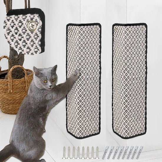 Matto per gatto 2 in 1, matto anti graffio per gatto, matto in sisal per gatto, protezione per tappeti e divani, 60×25 cm (nero)
