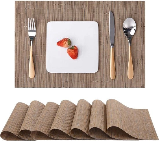 8 pezzi - placemat termo-isolante idrorepellente e oleoresistente - adatto per cucina, casa, ristorante, bar - lavabile - idrorepellente - oleoresistente - antiscivolo - isolamento termico - marrone