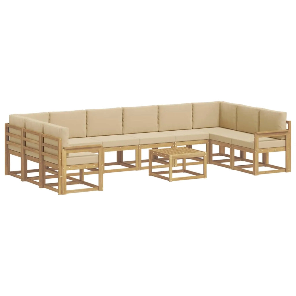 Set di divani da esterno 11 pz Bianco e Beige 3388317