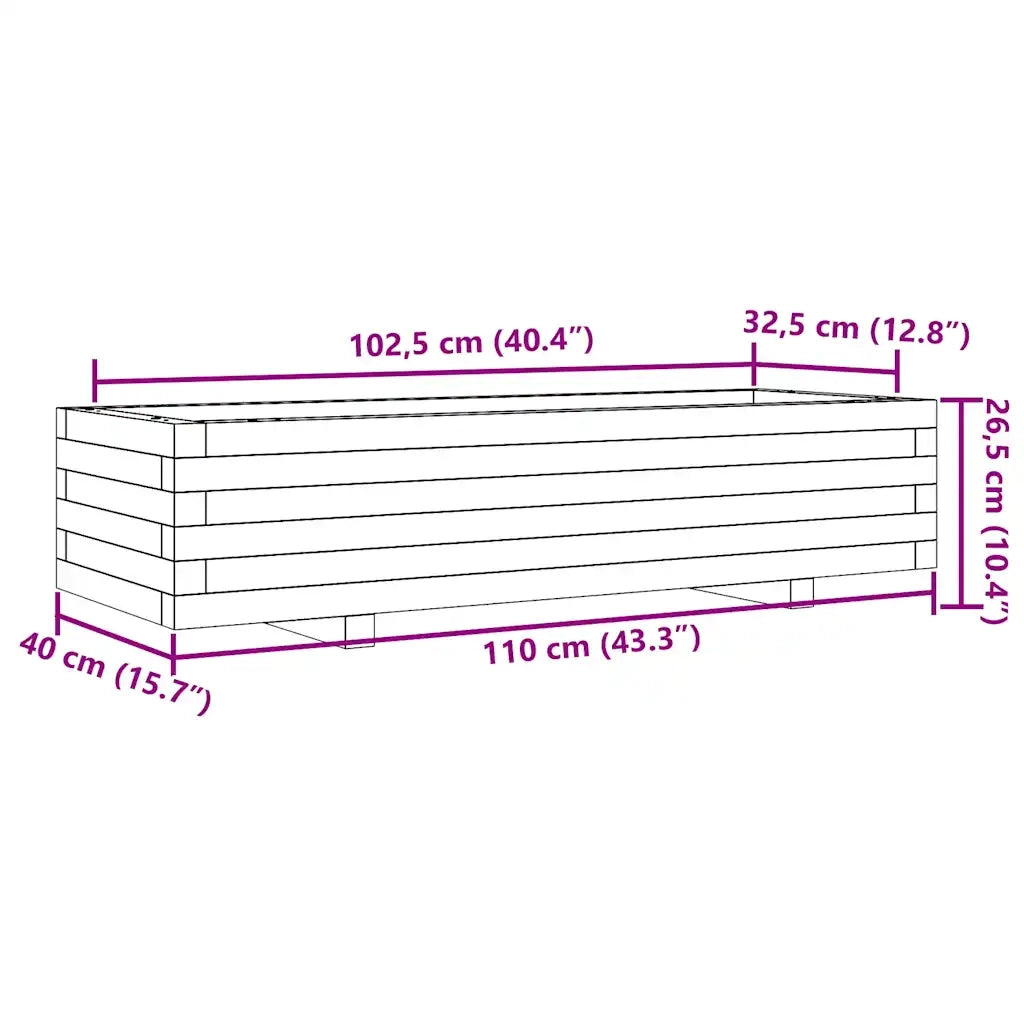 vidaXL Fioriera Giardino Marrone Cera 110x40x26,5 cm in Legno di Pino
