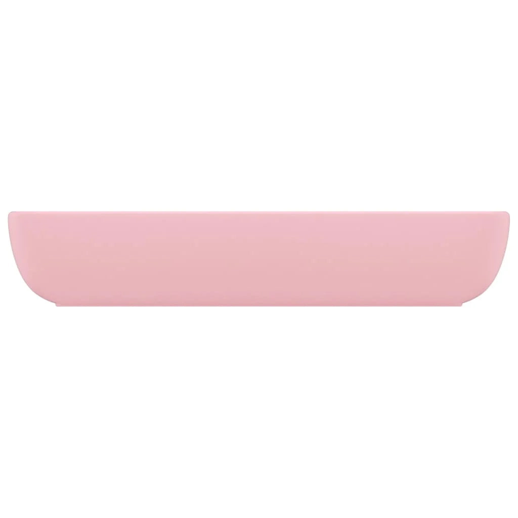 Lavabo da appoggio rettangolare di lusso lavabo da bagno lavabo per sala trucco 71 x 38 cm ceramica rosa opaca 02_0002697