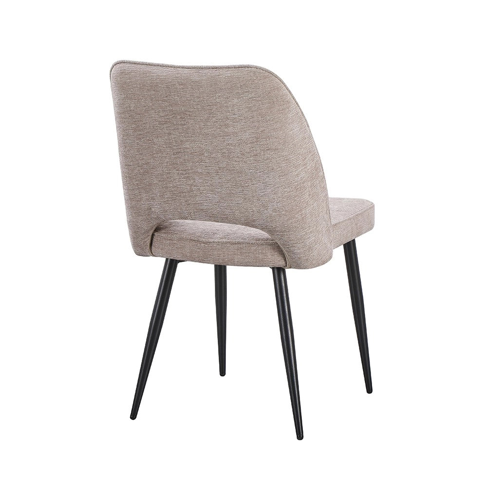Set 4 Sedia Naila beige con Schienale Trapuntato a Righe Verticali e Gambe in Metallo Nero