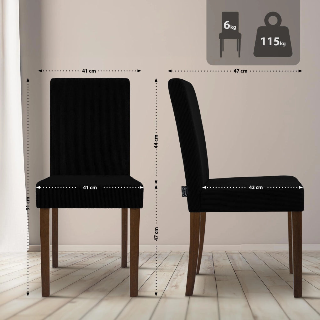 Set di 2 sedie per sala da pranzo Ina Cord anticate scure 5