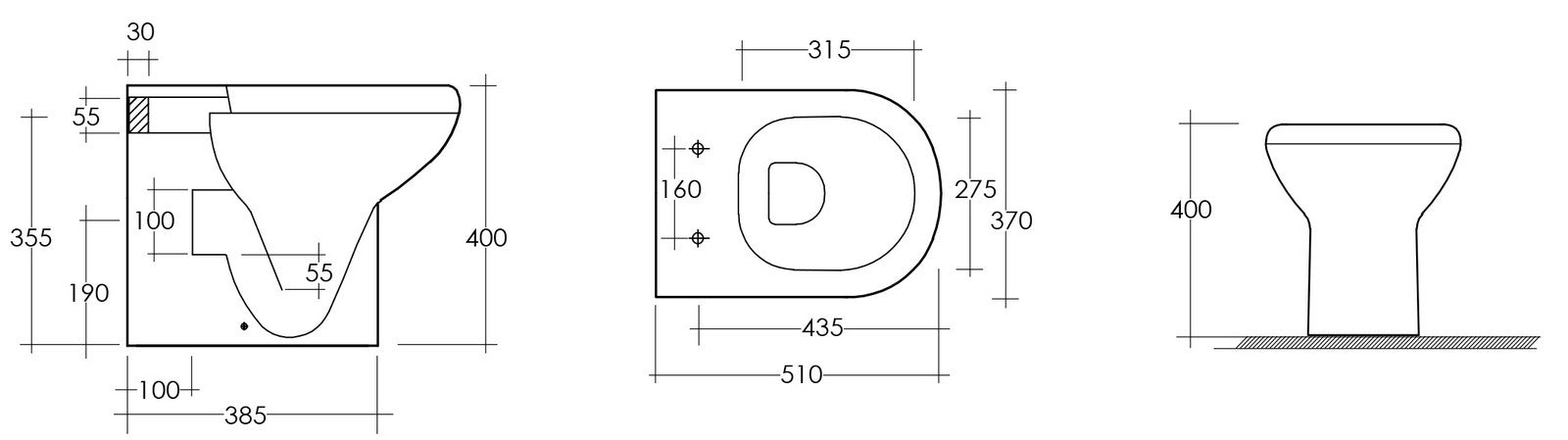 Vaso filo muro serie compact scarico universale e smalto protek