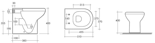 Vaso filo muro serie compact scarico universale e smalto protek