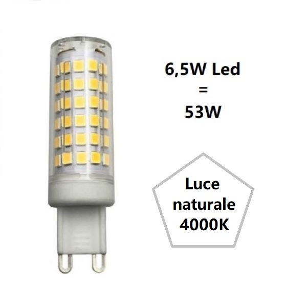 G9 LAMPADINA A LED 6,5W LUCE NATURALE 4000K 700 LUMEN FAN EUROPE