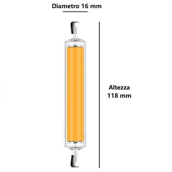 R7S LAMPADINA LINEARE A LED IN VETRO 9W LUCE CALDA 3000K 1000 LUMEN FAN EUROPE