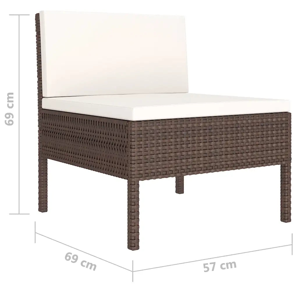 Set Divani da Giardino 10 pz con Cuscini in Polyrattan Marrone 3056973