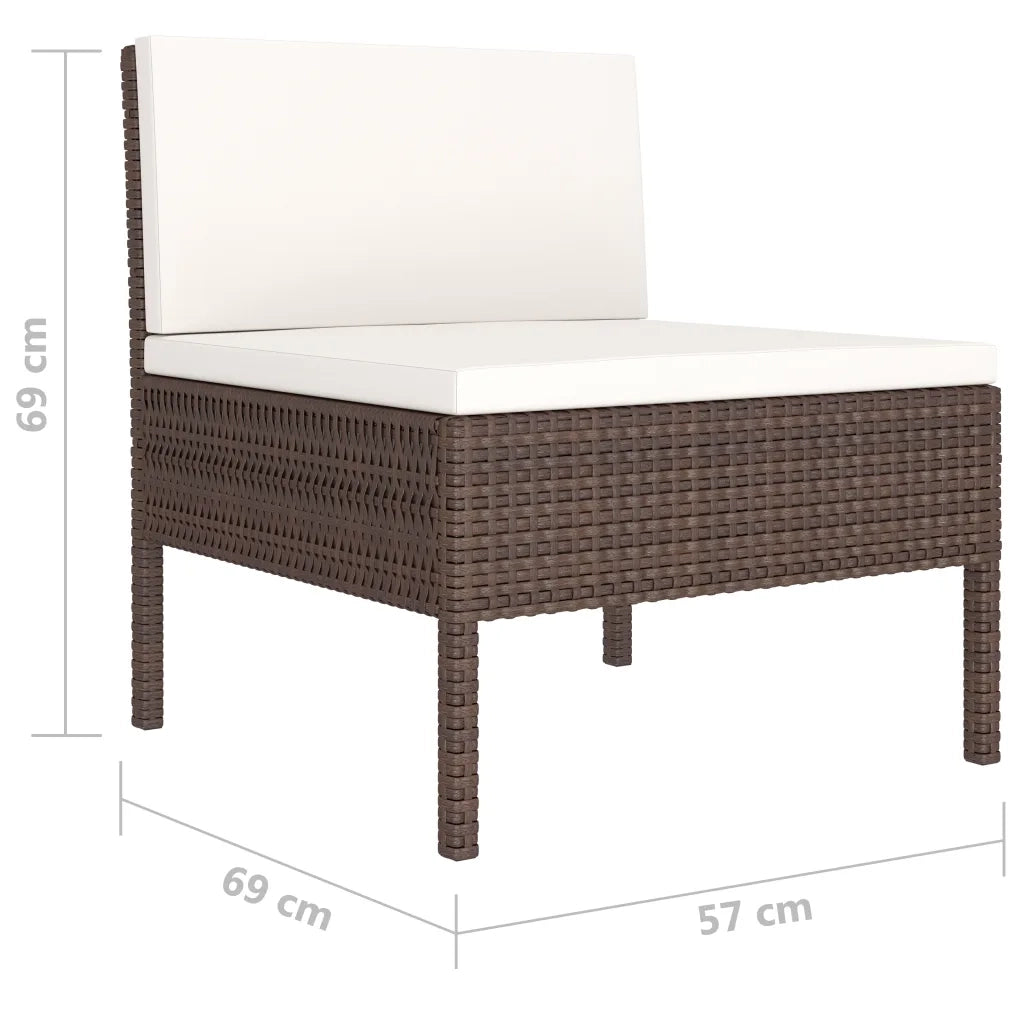 Set Divani da Giardino 10 pz con Cuscini in Polyrattan Marrone 3056973