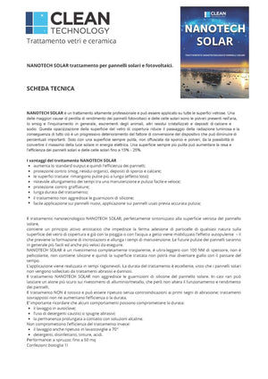 Trattamento professionale anticalcare permanente per pannelli solari - Nanotech Solar (1 Litro)