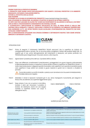 Trattamento professionale anticalcare permanente per pannelli solari - Nanotech Solar (1 Litro)