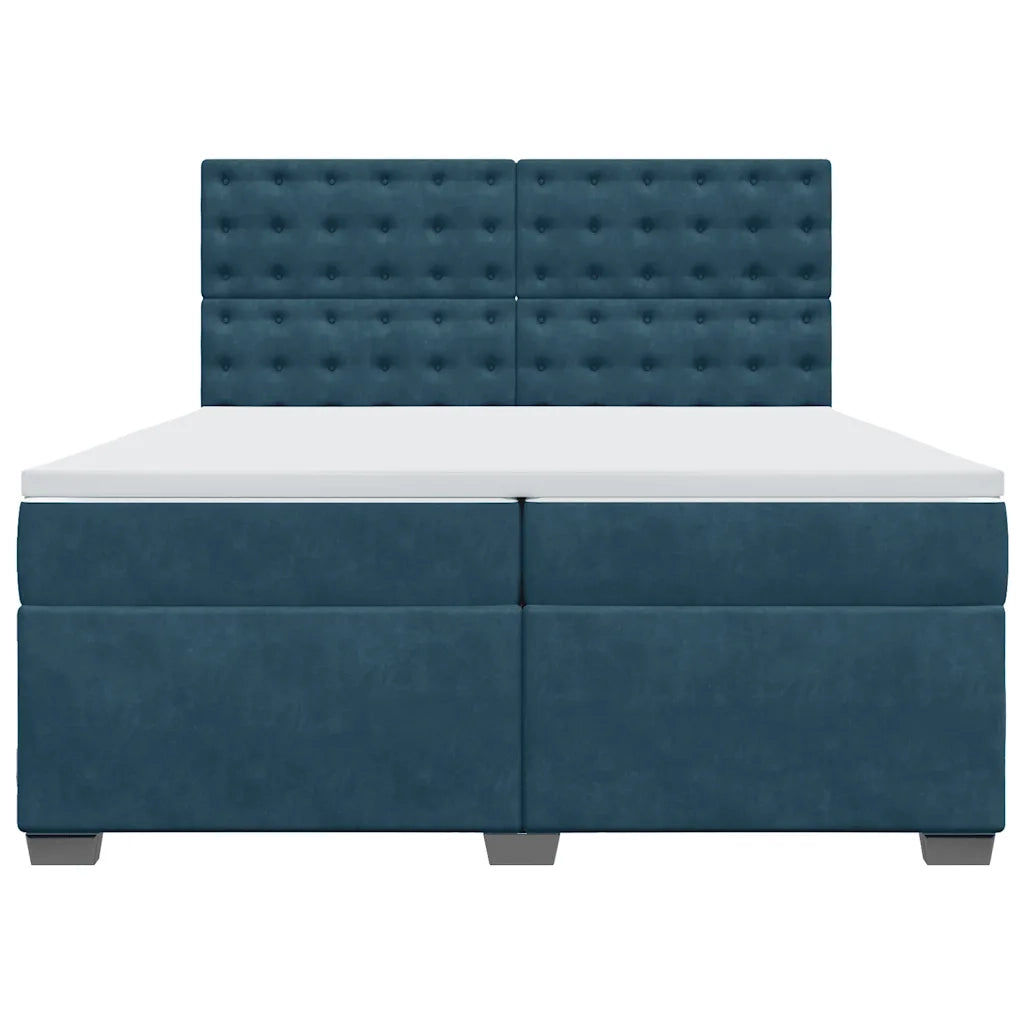 Giroletto a Molle con Materasso Blu 200x200 cm in Velluto 3293318