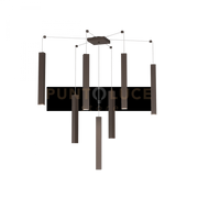 SQUARE TUBE SOSPENSIONE 7 LUCI MARRONE CAVO CM.250 CON BASE 1173-S7-MA