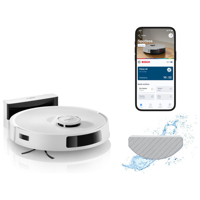 Bosch, Robot Aspirapolvere e Lavapavimenti Spotless Advanced BCRC2W, Bianco