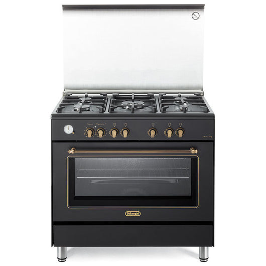 De’Longhi, Cucina a Gas con Forno Elettrico Multifunzione, 90x60 cm, Antracite