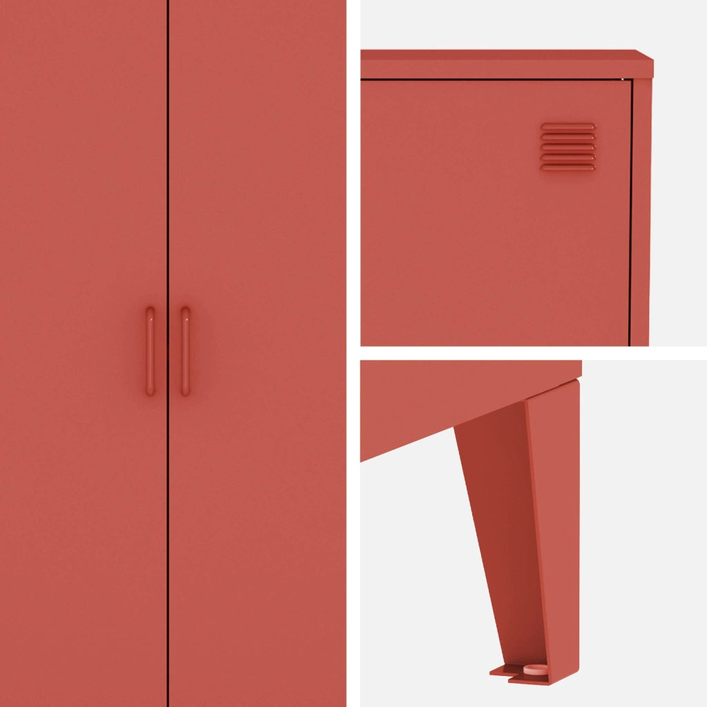 Set di 2 armadietti in metallo, 2 ante, terracotta