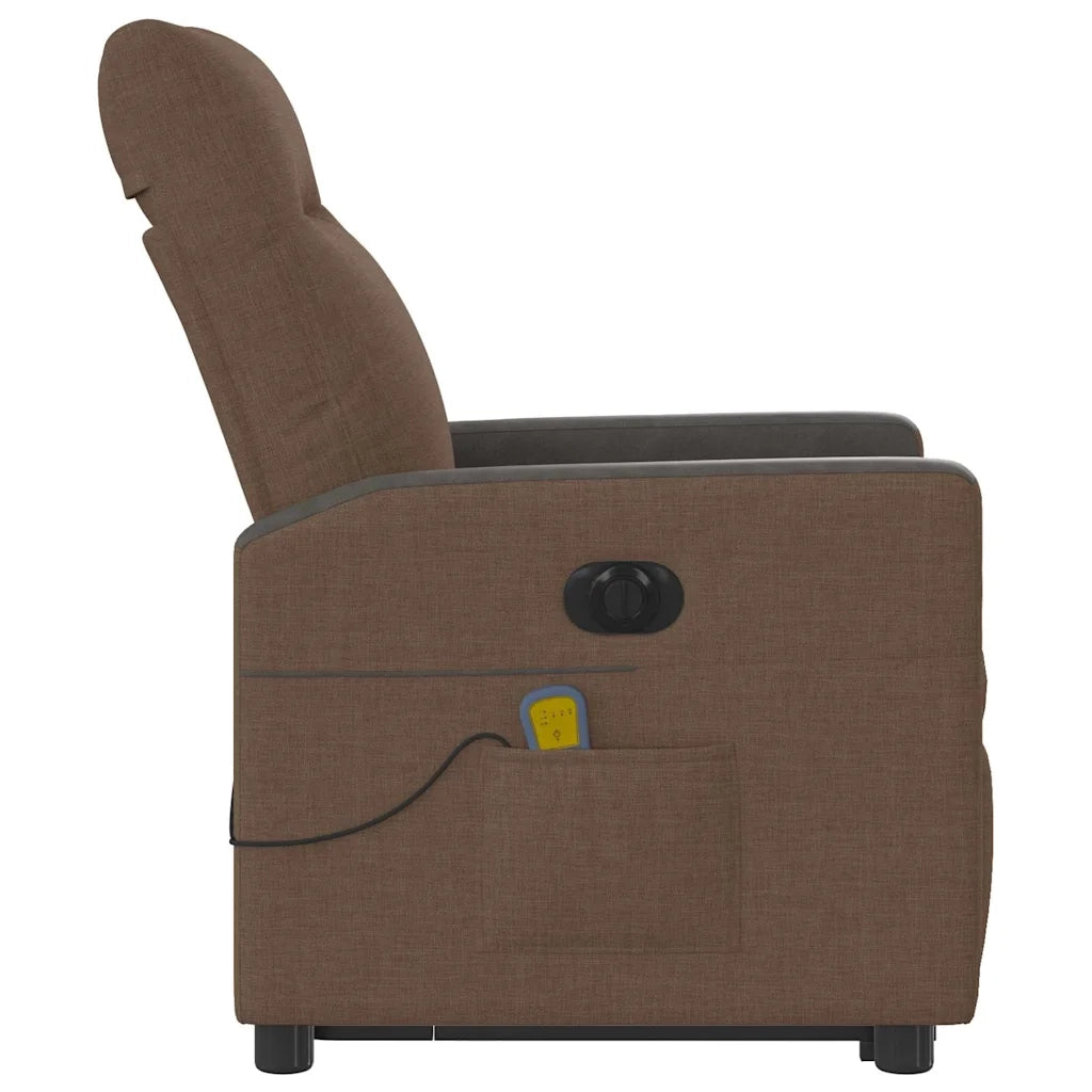 vidaXL Poltrona Alzapersona Massaggiante Elettrica Marrone Tessuto
