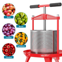 Torchio frutta da 14 litri, cestello in acciaio inox, con treppiede e beccuccio