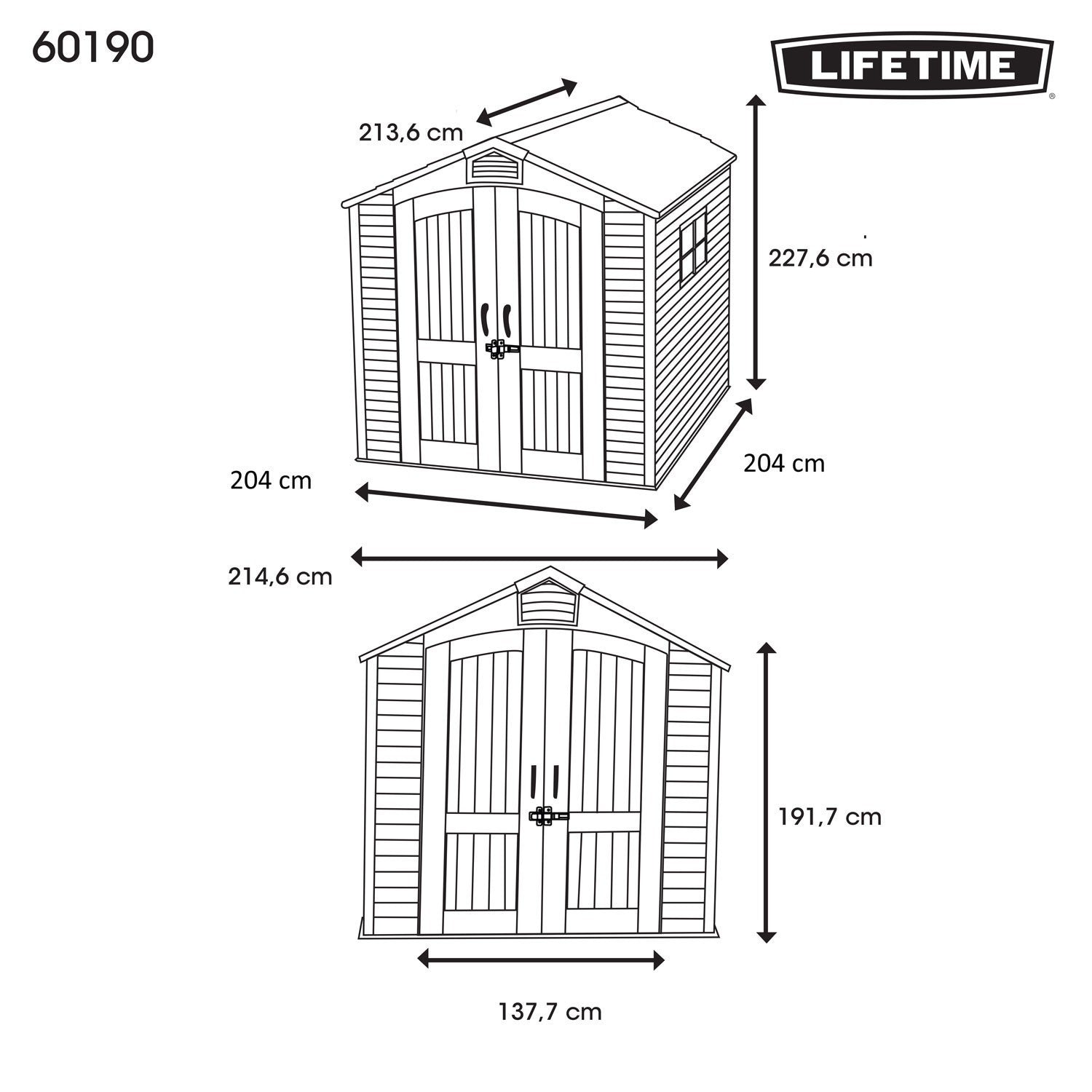 CASETTA LIFETIME TORINO 2 IN POLIETILENE HDPE 214X213X227H