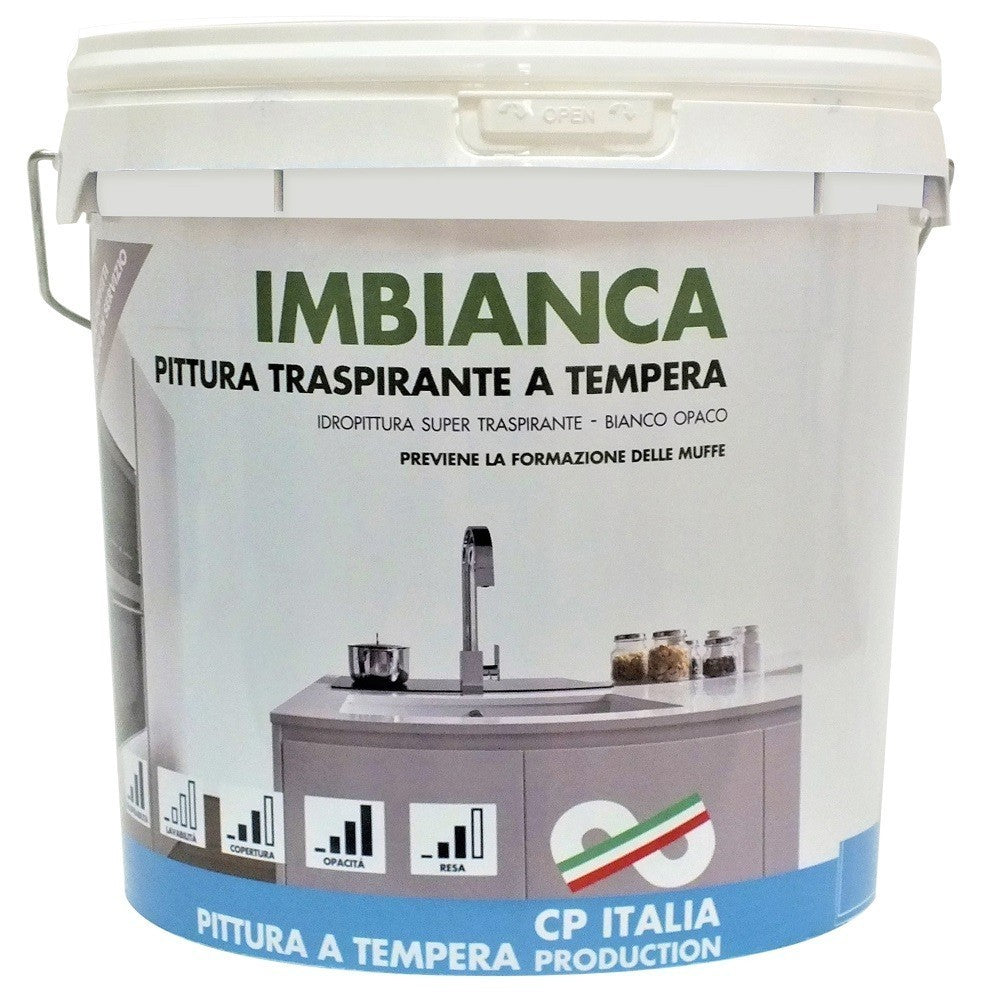 VERNICE TRASPIRANTE A TEMPERA "IMBIANCA" DA LT.14 BIANCO OPACO BAGNO CUCINA