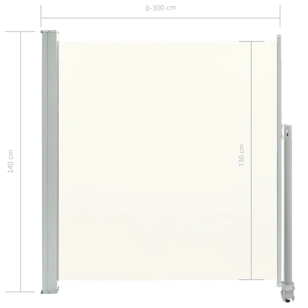 Tenda da sole schermo laterale retrattile per la privacy per patio giardino terrazza balcone protezione visiva schermo per patio 140 x 300 cm bianco sporco 02_0007226