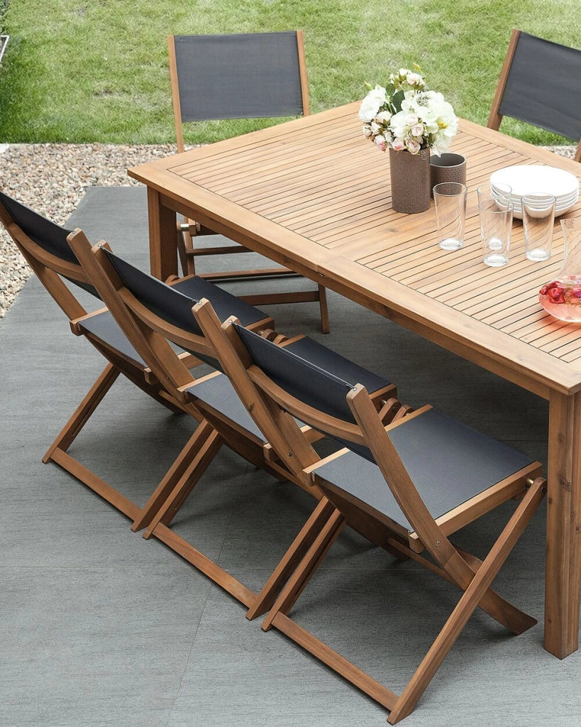 Set di 2 sedie da giardino in marrone chiaro di acacia pieghevoli