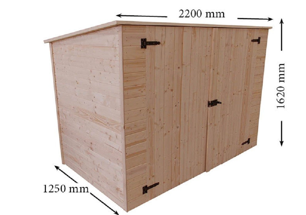 CASETTA FORESTA MOD. EDEN IN LEGNO MASSELLO A PANNELLI PER BICICLETTE 200X120 CON  PAVIMENTO