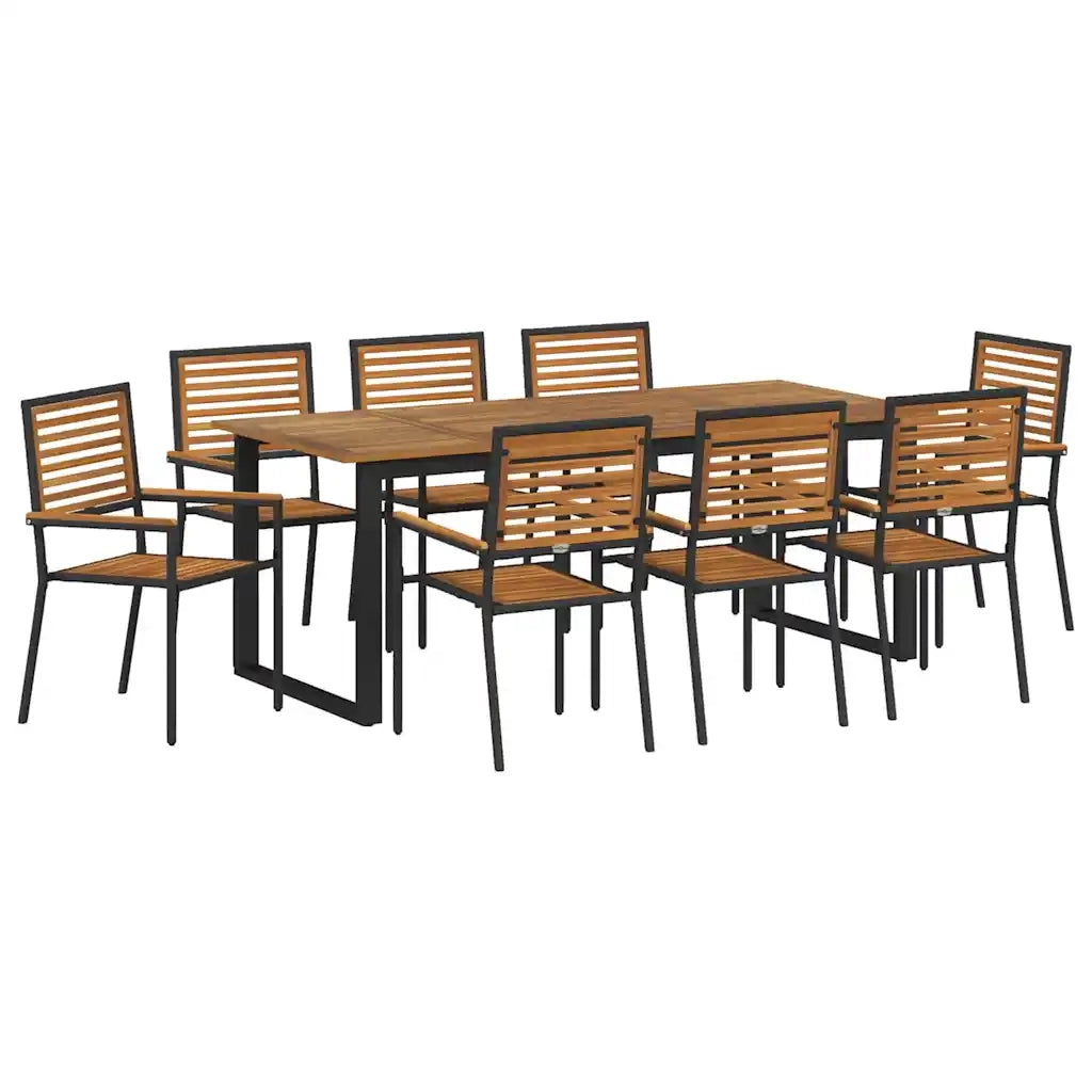 Set da Pranzo per Giardino 9 pcs Nero Legno di Acacia Massello 3365469