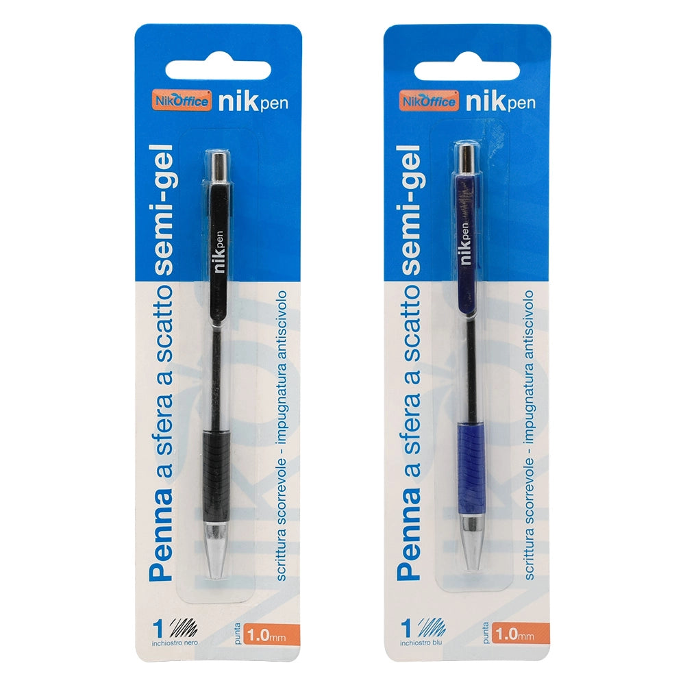 PENNA A SCATTO CON CLIP inchiostro blu- 12 blister  - BricoGo