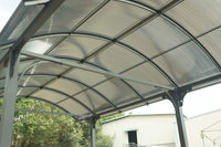 Carport FORESTA tettoia arrotondata per posto camper, furgone, barca, in alluminio, tetto policarbonato 360X760
