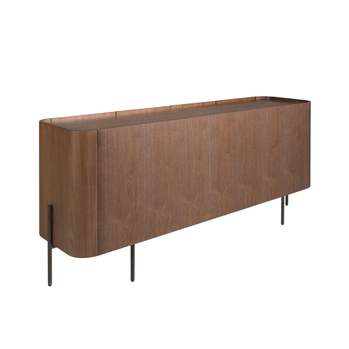 Credenza in legno di noce e acciaio nero
