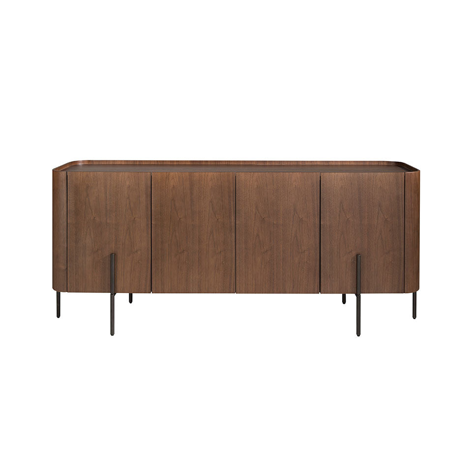 Credenza in legno di noce e acciaio nero