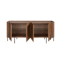 Credenza in legno di noce e acciaio nero