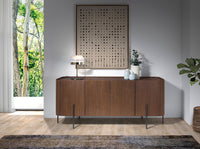 Credenza in legno di noce e acciaio nero