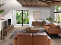 Credenza in legno di noce e acciaio nero