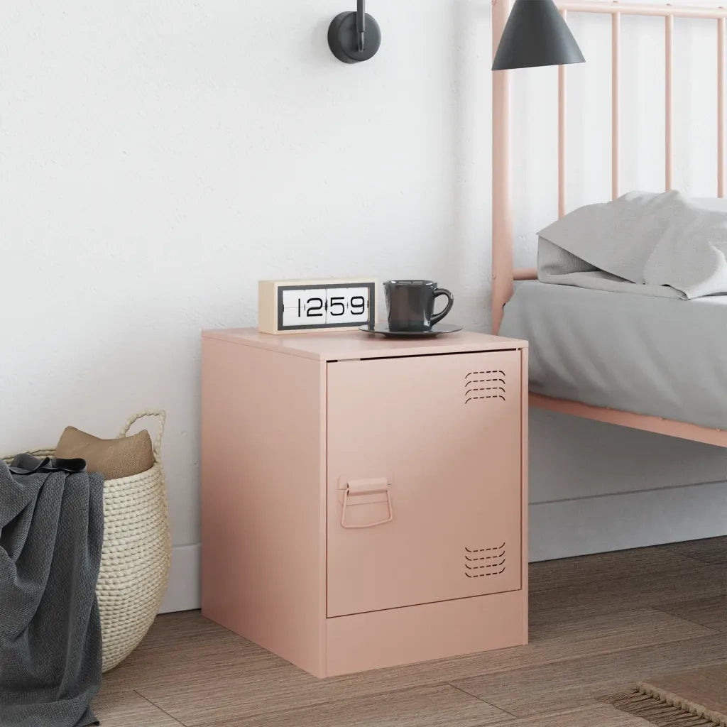 Comodino | Armadio da Notte | Mobiletto da notte Rosa 34,5x39x44 cm in Acciaio