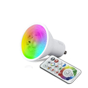 Faretto led RGB + luce calda con attacco GU10 multicolor gestibile con telecomando illuminazione per cromoterapia