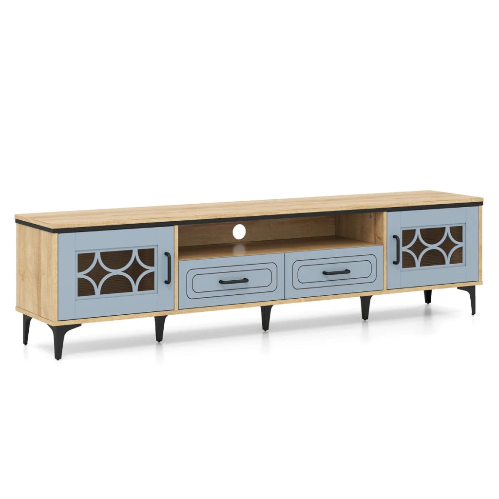 Mobile TV 180,5 x 35 x 46 cm con contenitore versatile fascino country legno grigio-blu 20_0018029