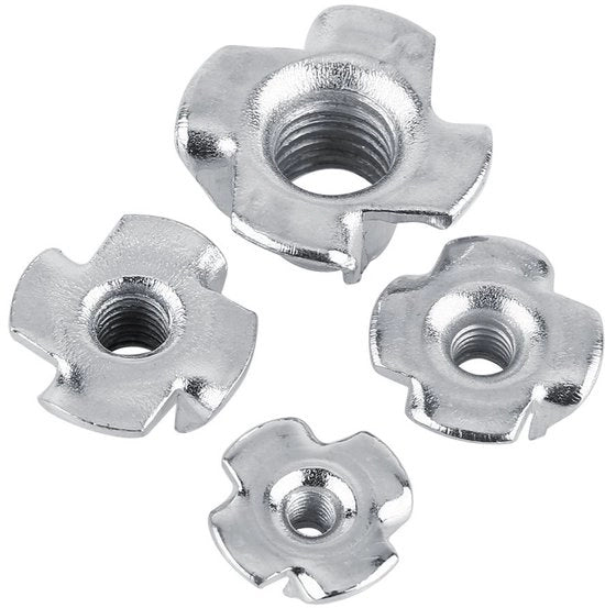 M3/M4/M5 Vierpuntige T-Stukmoeren in Verzinkt Koolstofstaal - 50 Stuks 

Specificaazioni:
- Materiale: Verzinkt Koolstofstaal
- Formato: M3/M4/M5
- Applicazione: Houtbewerking
- Caratteristiche: Antislip Flens, Dun Lichaam