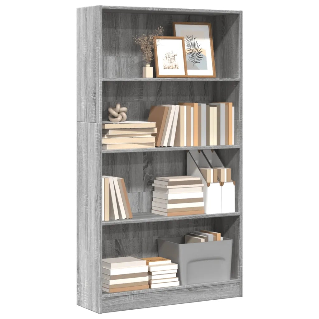 Libreria-Scaffale per Libri-Mobile di Stoccaggio Grigio Sonoma 80x24x143 cm in Legno Multistrato