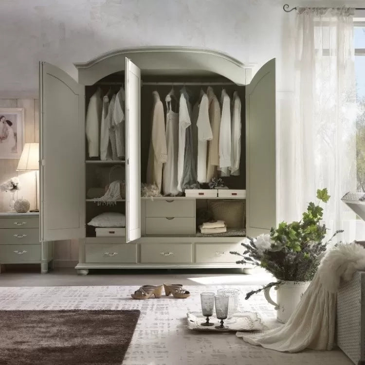 Armadio shabby 3 ante legno grigio provenzale 181x61x224 - Mobili 2G