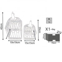 Set 2 Gabbie Natalie Rettangolari in Acciaio Bianco Antico