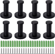 Set di asciugamani da parete in acciaio inossidabile nero lucido 53 mm - Set di 8 - Acciaio inossidabile - Bagno cucina camera da letto