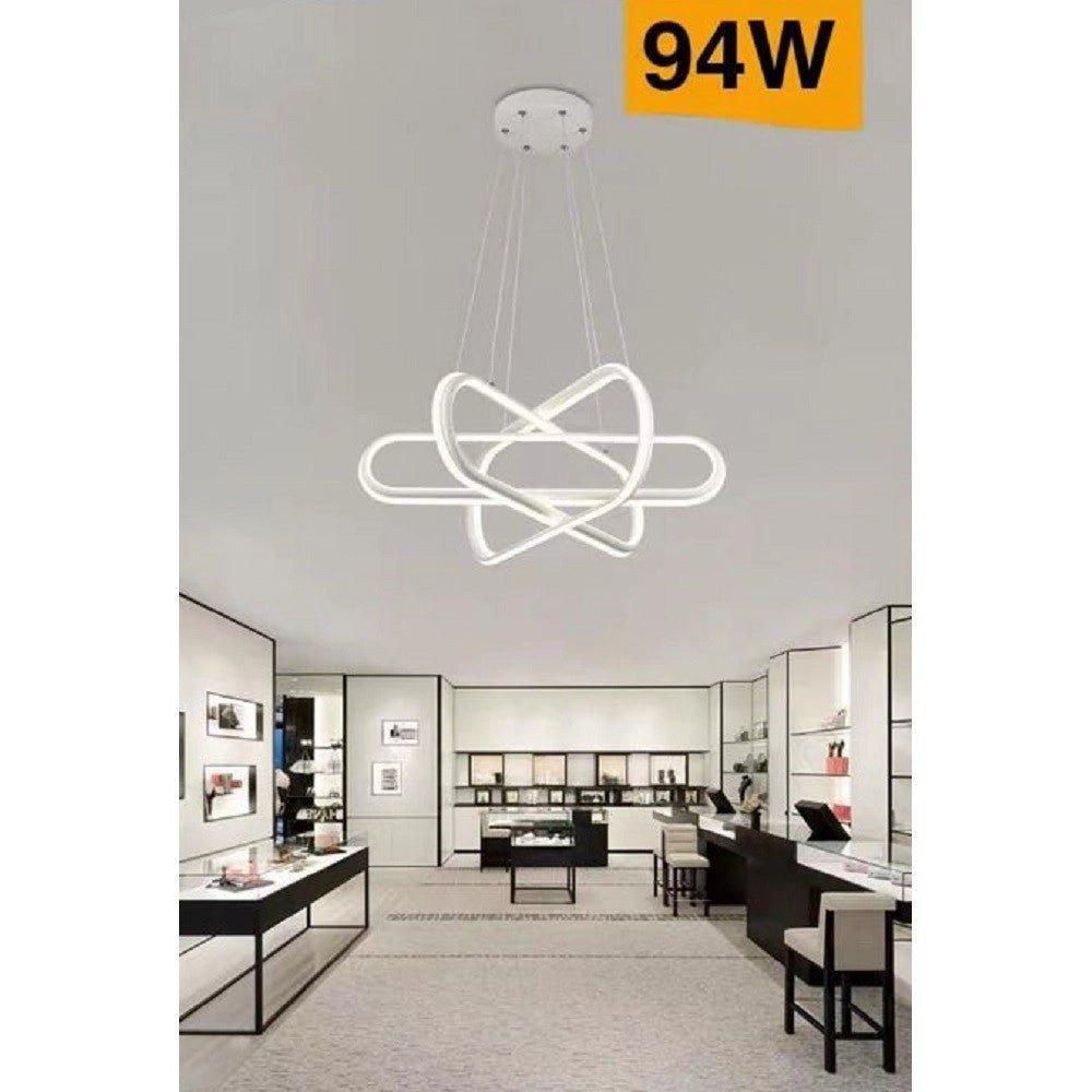 Trade Shop - Lampadario Led Moderno Lampada A Sospensione 94w Bianca Luce 4000k 3000k 6500k A49 -