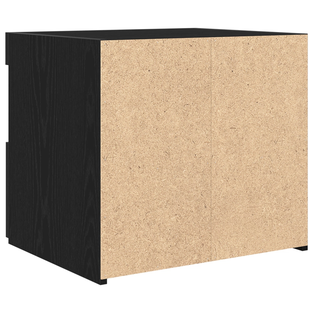Comodino  con luci LED Rovere Nero 50x40x45 cm