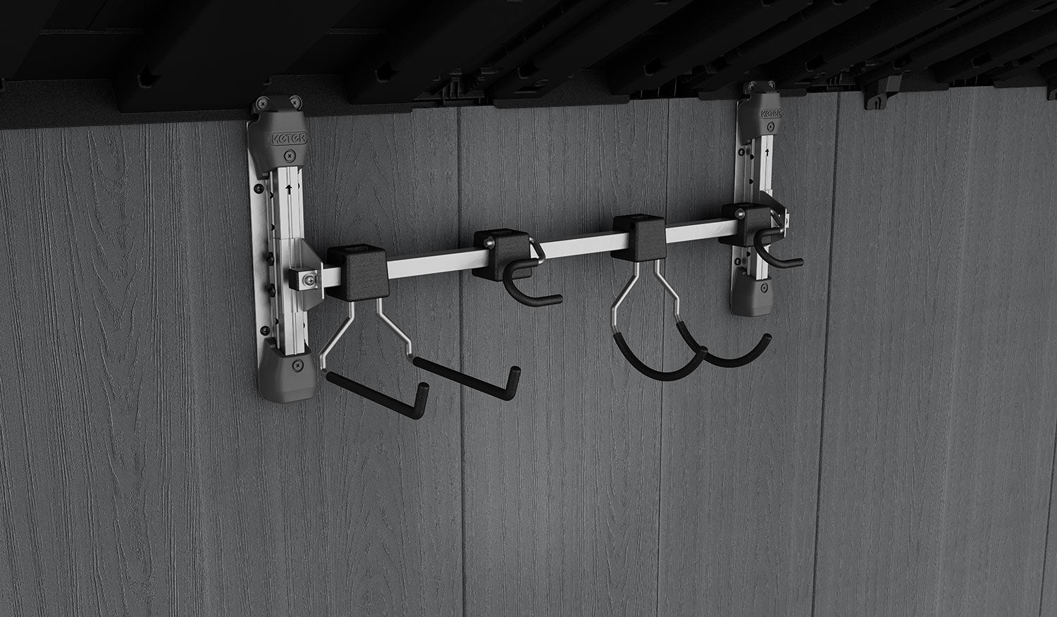 Appendi Attrezzi 74x15x30 cm Keter con 4 Ganci Capacità Totale 36 kg in Acciaio Grigio e Nero