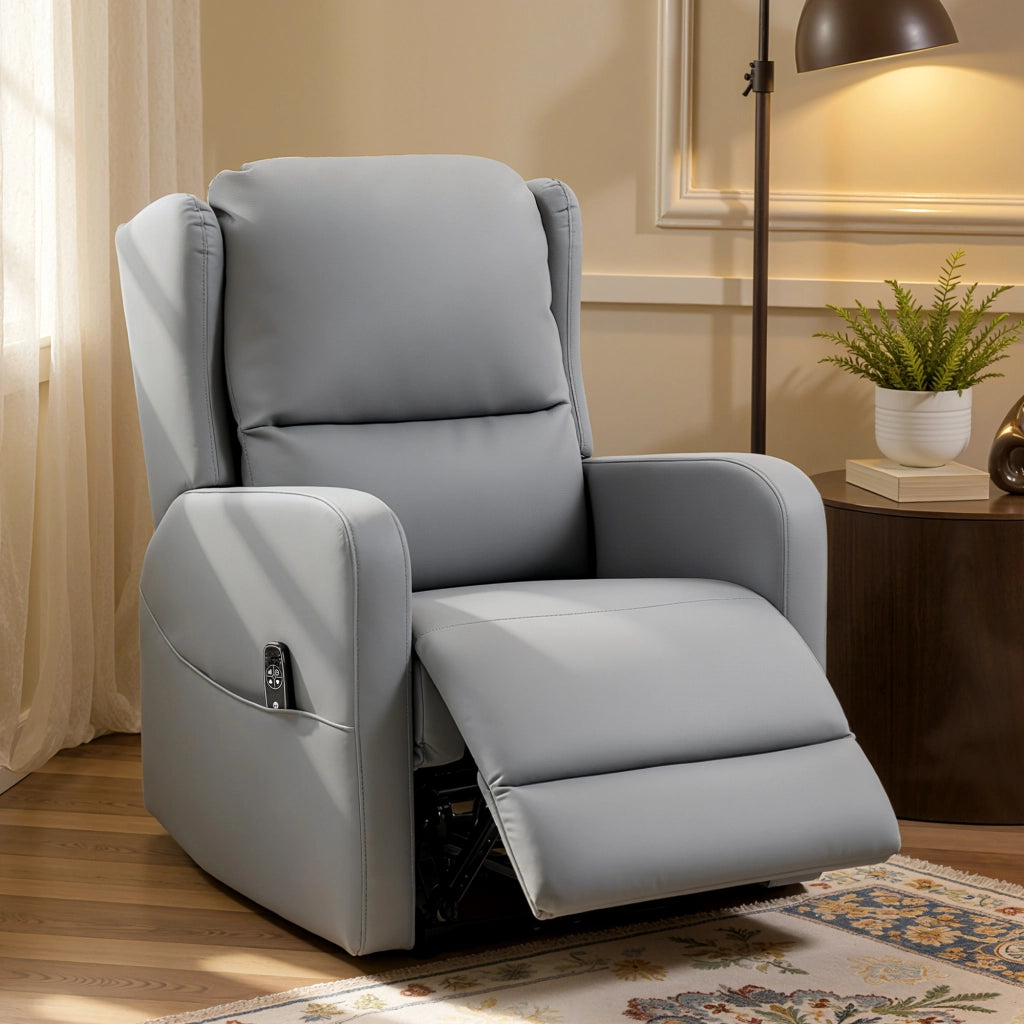 Poltrona massaggiante reclinabile elettrica ¨C zephmum ¨C similpelle grigio