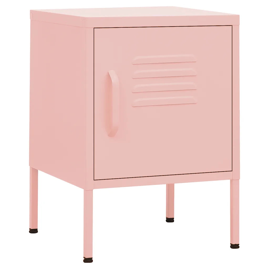 Set di 2 Comodini | Armadio da Notte | Mobiletto da notte Rosa 35x35x51 cm in Acciaio
